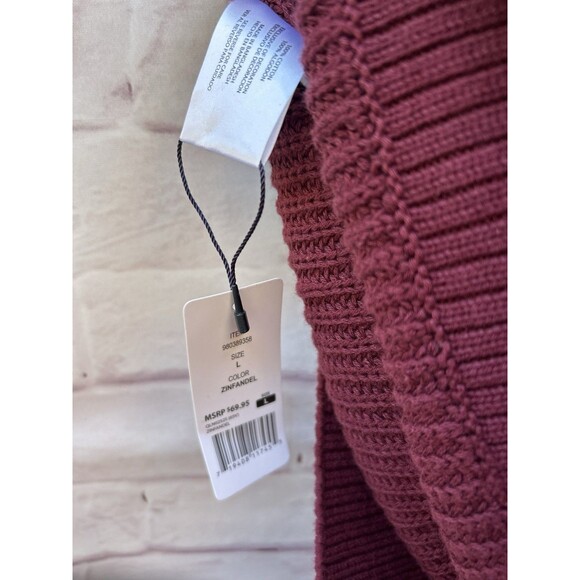 NWT Gap Shaker Stitch Chunky Knit Size L Boyfriend Grandpa Cardigan Burgundy - Picture 6 of 11